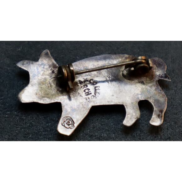 Vintage Taxco Pig Brooch Abalone Inlay Pin - Picture 3 of 3